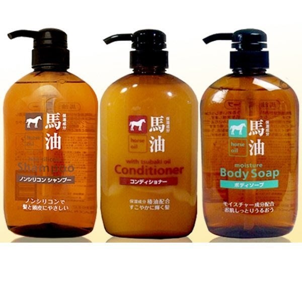 日本製 熊野油脂 馬油無矽靈洗髮精/潤髮乳/沐浴乳600ml